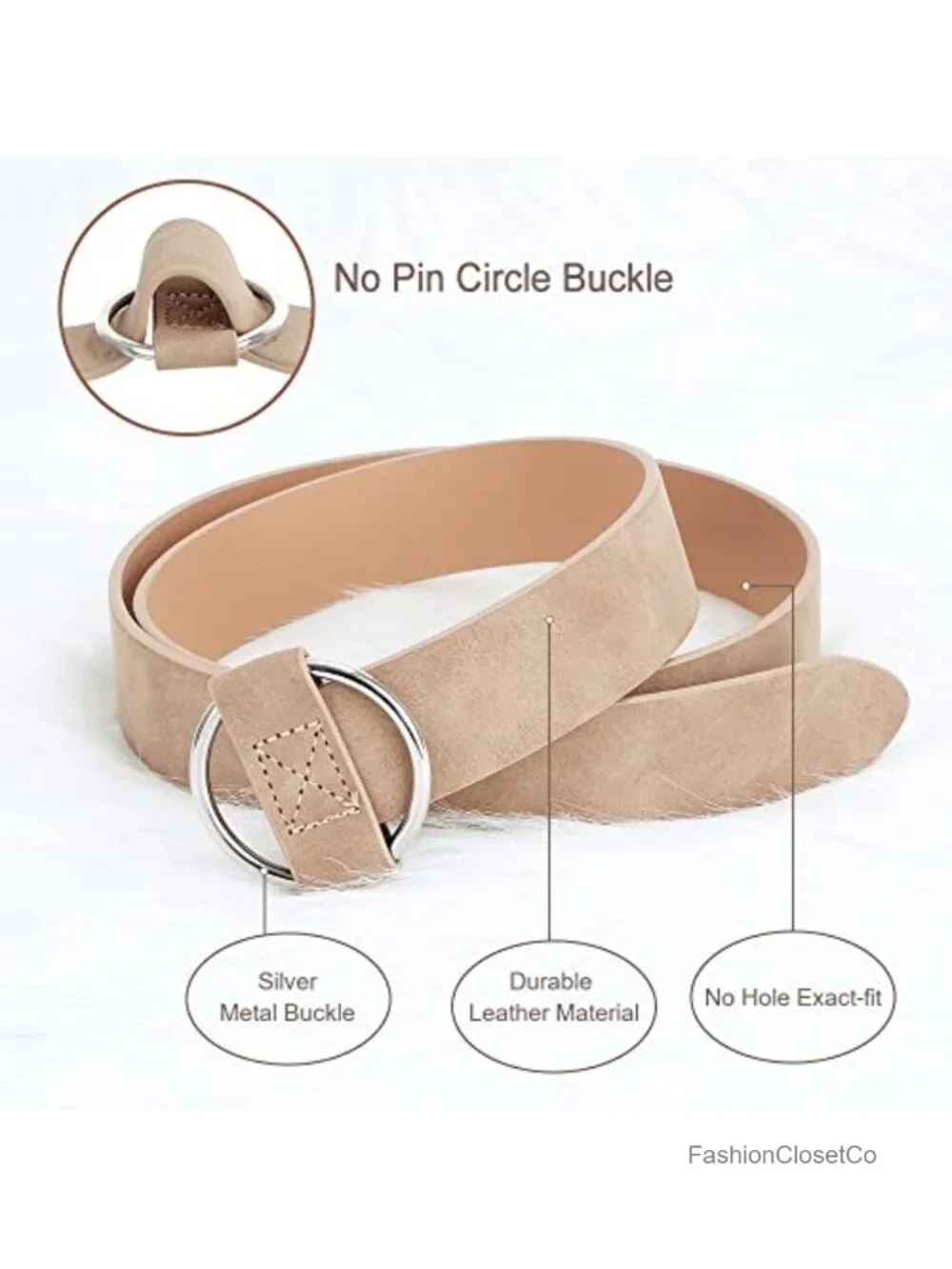 Women Suede Leather Belt Silver Buckle Waist Belt Cinch Belt for Jeans Pants